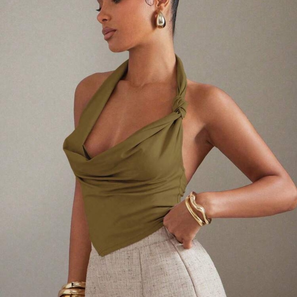 EXTREMELY RARE draped neck halter top - Picture 6 of 6